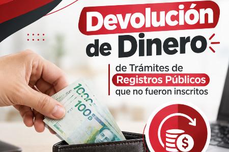 Imagen Devolución de dinero por trámites de Registros Públicos no inscritos